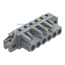 THT female header, angled, Pin spacing 5 mm, gray