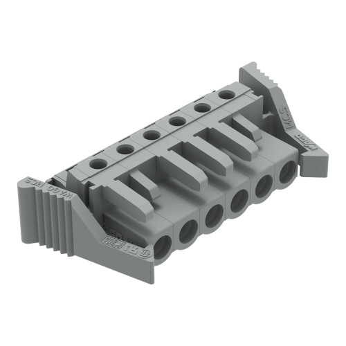 THT female header, angled, Pin spacing 5 mm, gray