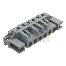 THT female header, angled, Pin spacing 5 mm, gray