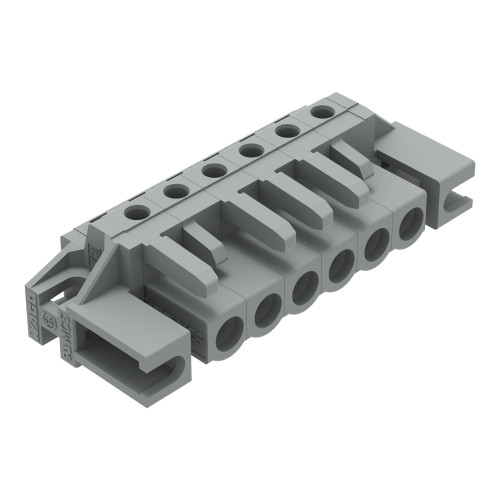 THT female header, angled, Pin spacing 5 mm, gray