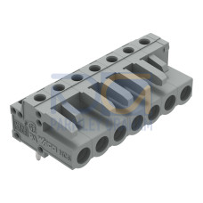 THT female header, angled, Pin spacing 5 mm, gray