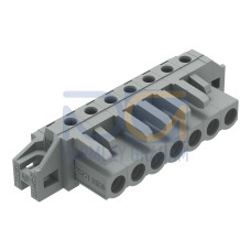 THT female header, angled, Pin spacing 5 mm, gray