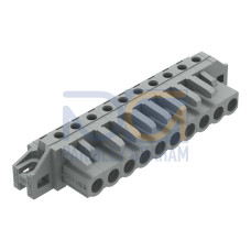 THT female header, angled, Pin spacing 5 mm, gray