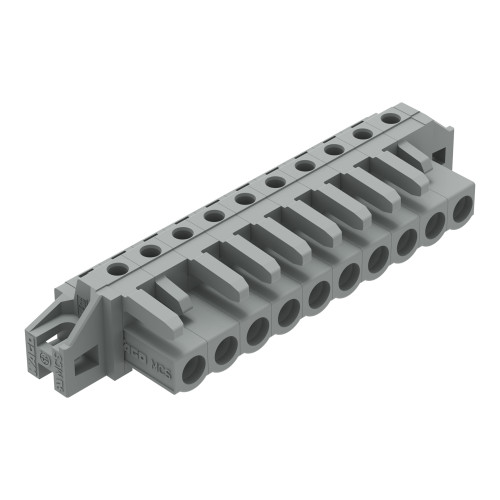 THT female header, angled, Pin spacing 5 mm, gray