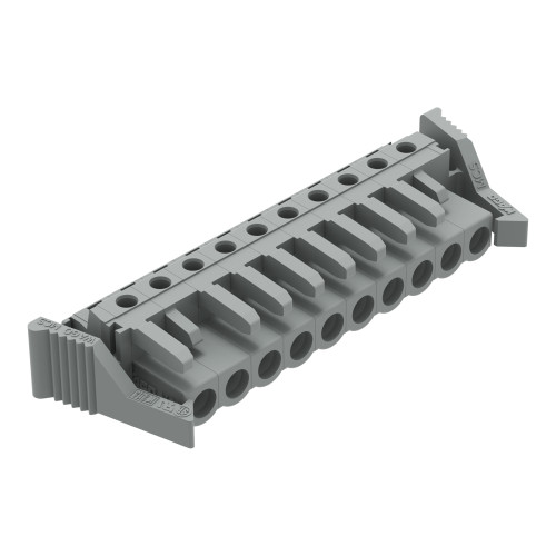 THT female header, angled, Pin spacing 5 mm, gray