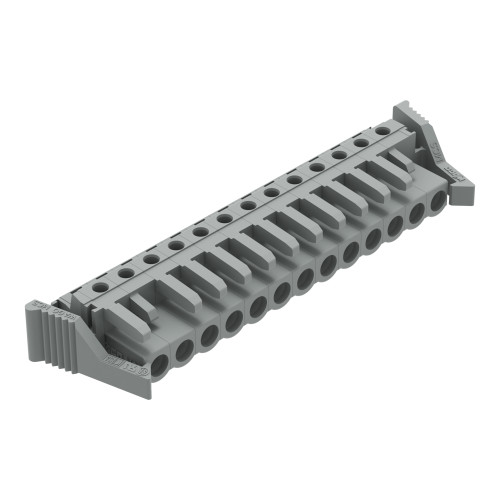 THT female header, angled, Pin spacing 5 mm, gray