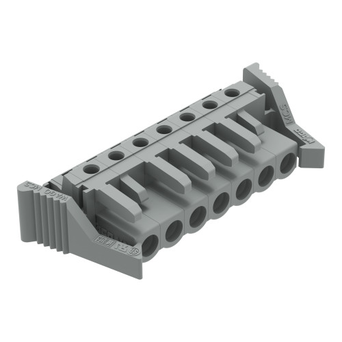 THT female header, angled, Pin spacing 5 mm, gray