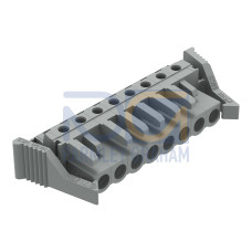 THT female header, angled, Pin spacing 5 mm, gray