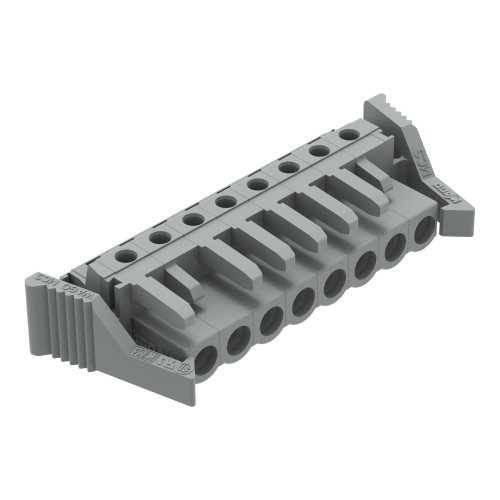 THT female header, angled, Pin spacing 5 mm, gray