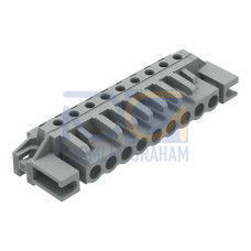 THT female header, angled, Pin spacing 5 mm, gray