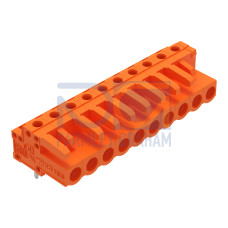 THT female header, angled, Pin spacing 5.08 mm, orange