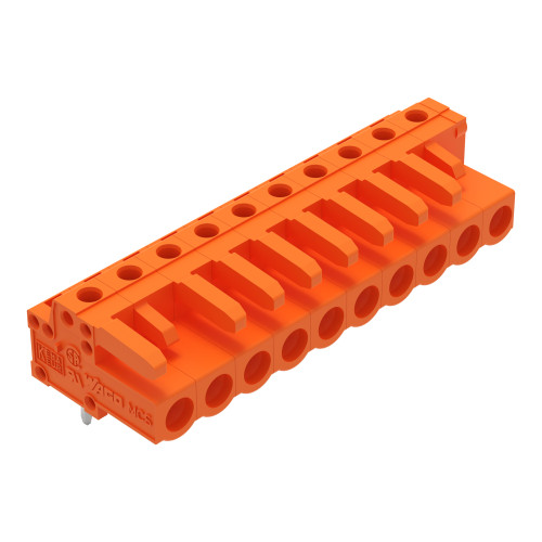 THT female header, angled, Pin spacing 5.08 mm, orange