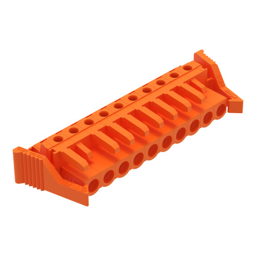 THT female header, angled, Pin spacing 5.08 mm, orange