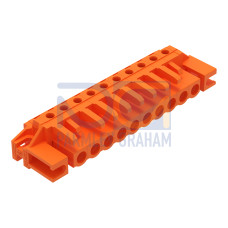 THT female header, angled, Pin spacing 5.08 mm, orange