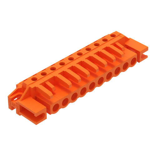 THT female header, angled, Pin spacing 5.08 mm, orange