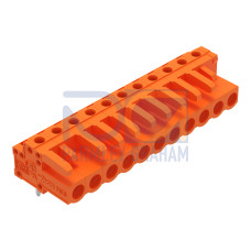 THT female header, angled, Pin spacing 5.08 mm, orange