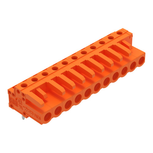 THT female header, angled, Pin spacing 5.08 mm, orange
