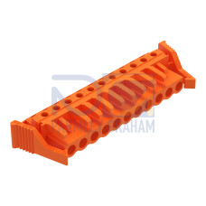 THT female header, angled, Pin spacing 5.08 mm, orange