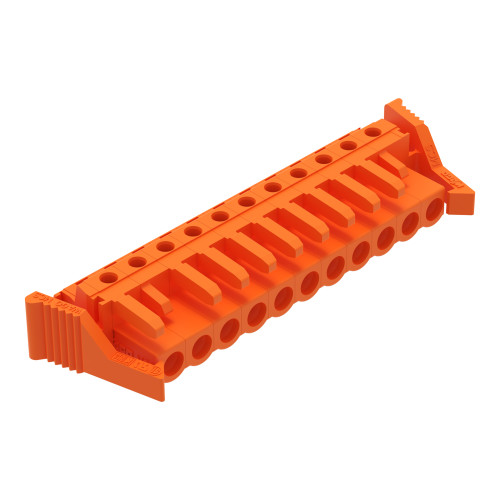 THT female header, angled, Pin spacing 5.08 mm, orange