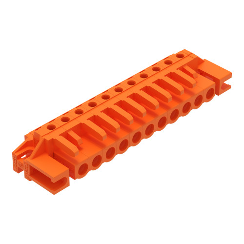 THT female header, angled, Pin spacing 5.08 mm, orange