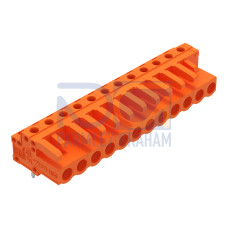 THT female header, angled, Pin spacing 5.08 mm, orange