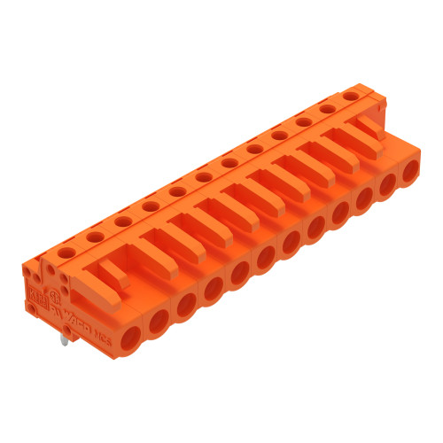 THT female header, angled, Pin spacing 5.08 mm, orange