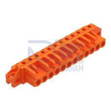 THT female header, angled, Pin spacing 5.08 mm, orange