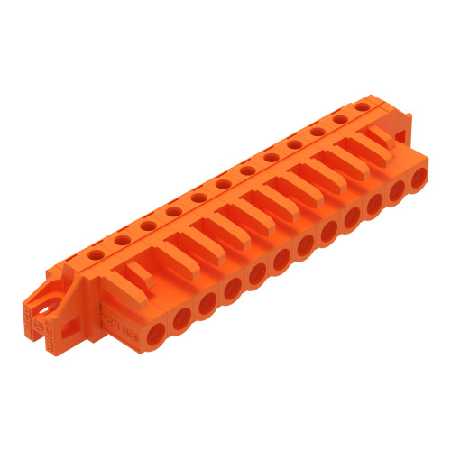 THT female header, angled, Pin spacing 5.08 mm, orange