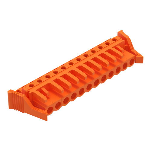 THT female header, angled, Pin spacing 5.08 mm, orange