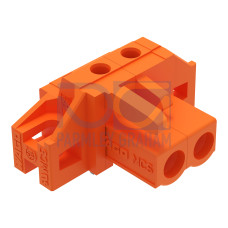 THT female header, angled, Pin spacing 5.08 mm, orange