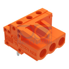 THT female header, angled, Pin spacing 5.08 mm, orange
