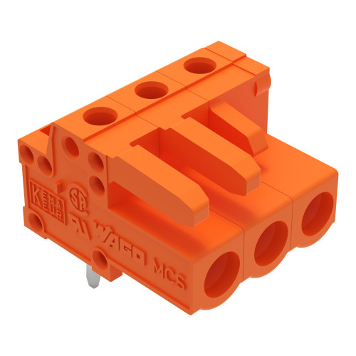 THT female header, angled, Pin spacing 5.08 mm, orange