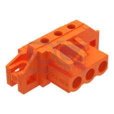 THT female header, angled, Pin spacing 5.08 mm, orange