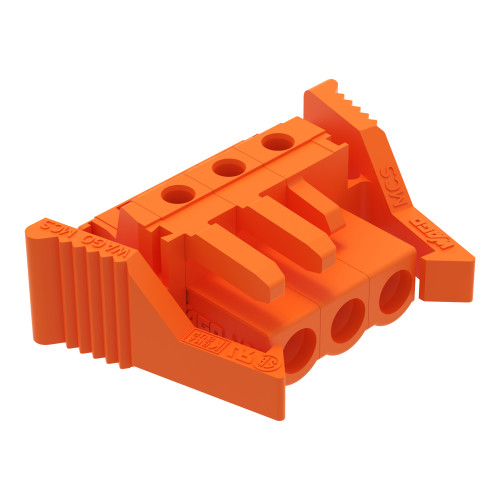 THT female header, angled, Pin spacing 5.08 mm, orange