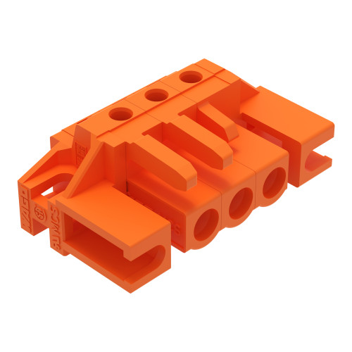 THT female header, angled, Pin spacing 5.08 mm, orange