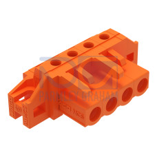 THT female header, angled, Pin spacing 5.08 mm, orange