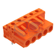 THT female header, angled, Pin spacing 5.08 mm, orange