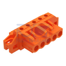 THT female header, angled, Pin spacing 5.08 mm, orange