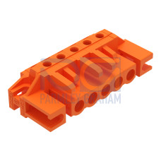 THT female header, angled, Pin spacing 5.08 mm, orange