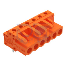 THT female header, angled, Pin spacing 5.08 mm, orange