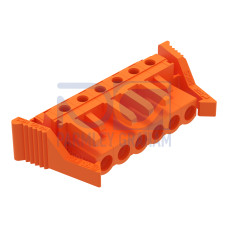 THT female header, angled, Pin spacing 5.08 mm, orange