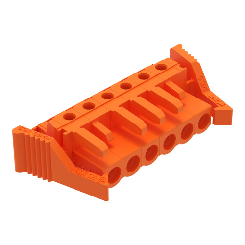 THT female header, angled, Pin spacing 5.08 mm, orange