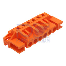 THT female header, angled, Pin spacing 5.08 mm, orange