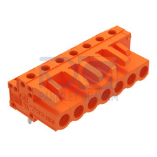 THT female header, angled, Pin spacing 5.08 mm, orange