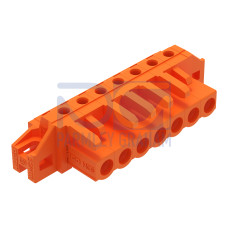 THT female header, angled, Pin spacing 5.08 mm, orange