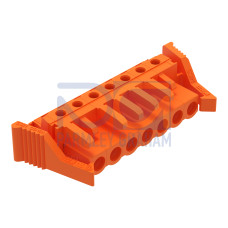 THT female header, angled, Pin spacing 5.08 mm, orange