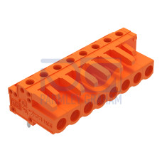 THT female header, angled, Pin spacing 5.08 mm, orange
