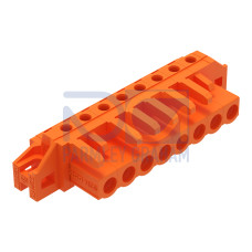 THT female header, angled, Pin spacing 5.08 mm, orange