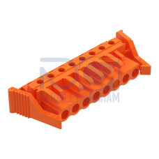 THT female header, angled, Pin spacing 5.08 mm, orange