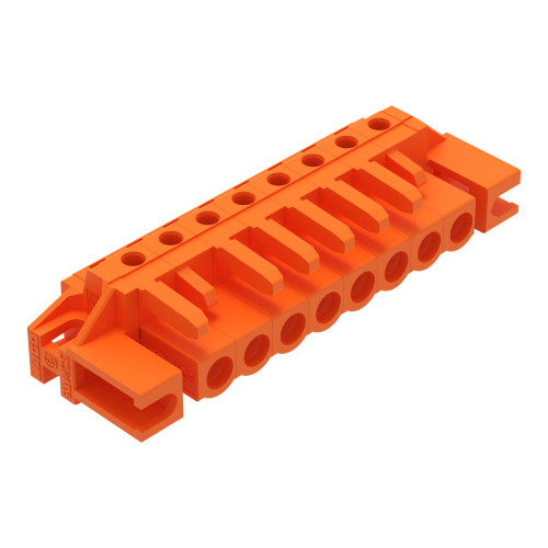 THT female header, angled, Pin spacing 5.08 mm, orange